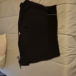 Black runched sleeve off the shoulder v. Neck blouse